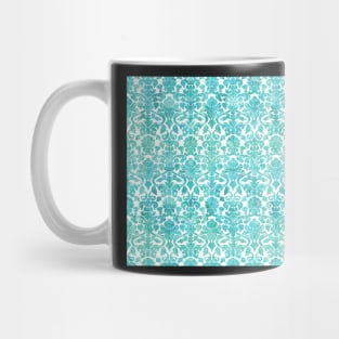 Blue White Damask Watercolor Pattern Mug